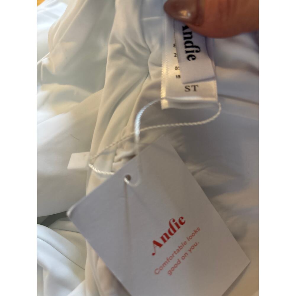 NWT Andie mykonos white eco nylon plunge one piece size tall torso small - Picture 8 of 11
